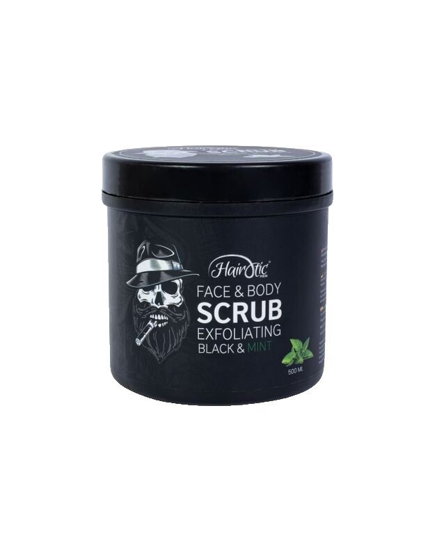 Hairotic Black & Mint Scrub Šveitiklis veidui ir kūnui, 500ml